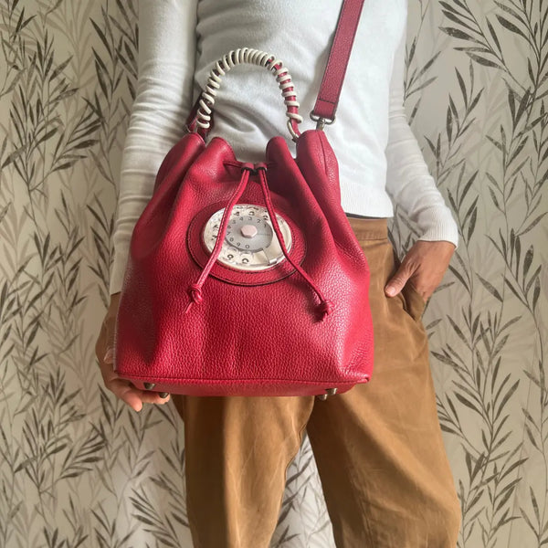 bucket phone bag dark red